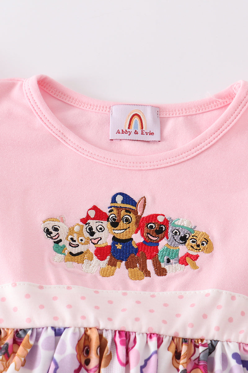 Pink Character Embroidery Girl Set