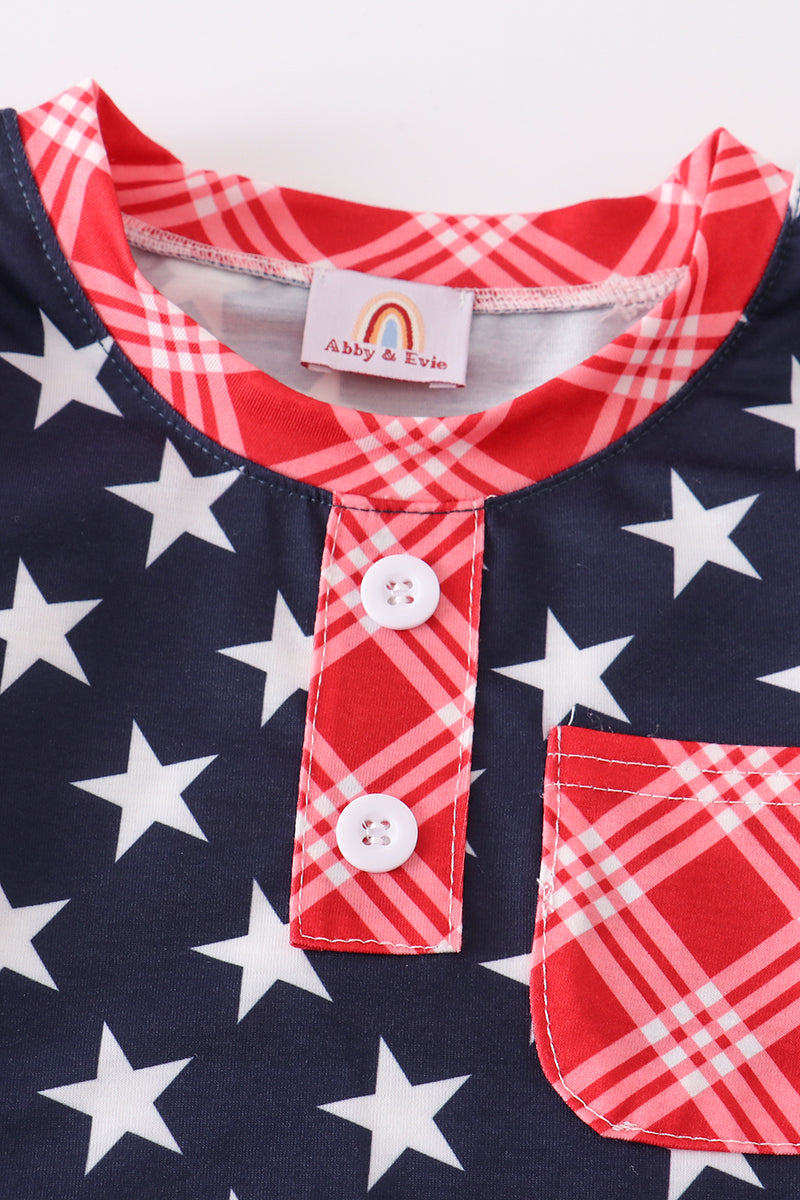 Patriotic Star Print Boy Shirts