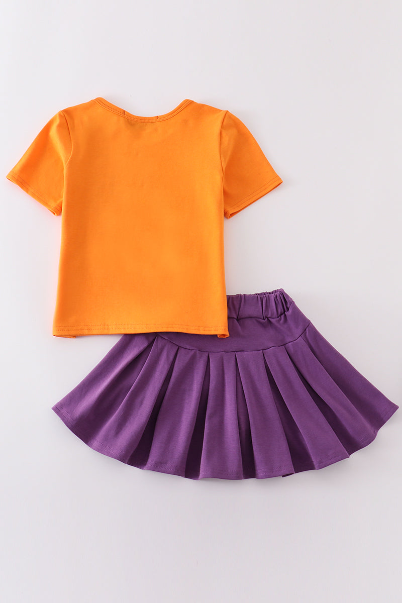 Orange Clemson Glitter Skirt Set