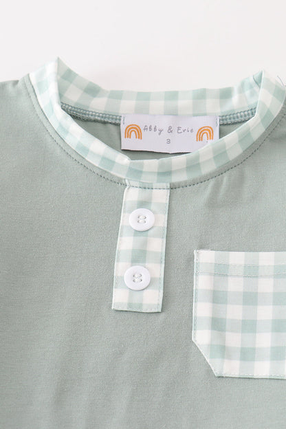 Sage Plaid Pocket - Boy Set