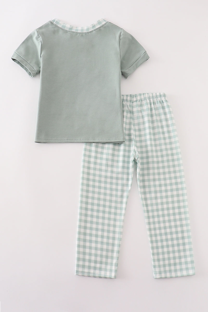 Sage Plaid Pocket - Boy Set