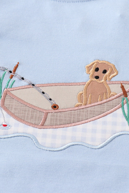 Blue Fishing Puppy - Boy Pants Set