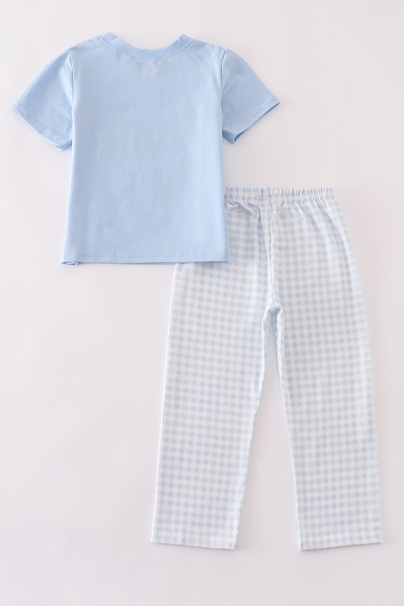 Blue Fishing Puppy - Boy Pants Set