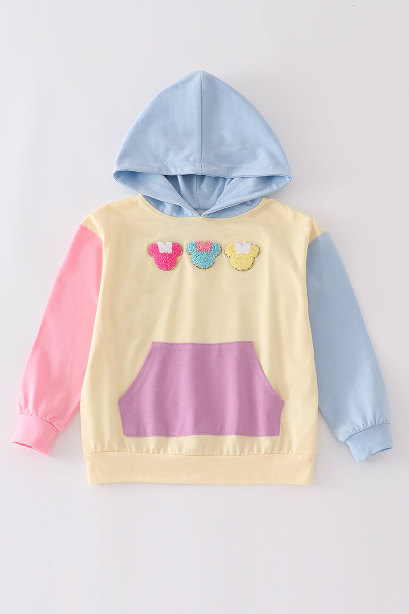 Color Blocked French Knot Hoodie Top - Mommy & Me