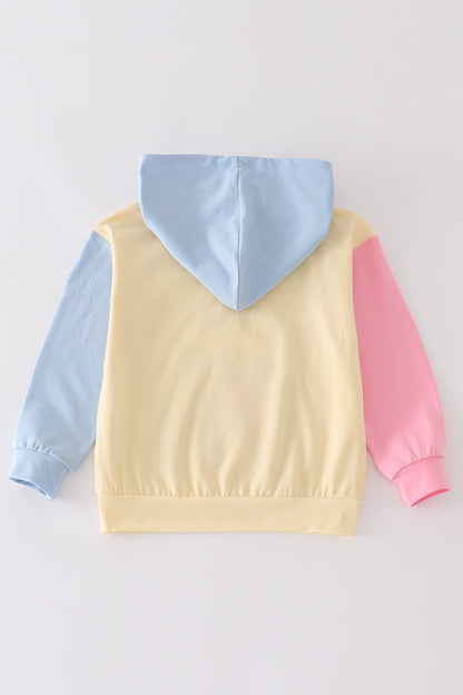 Color Blocked French Knot Hoodie Top - Mommy & Me