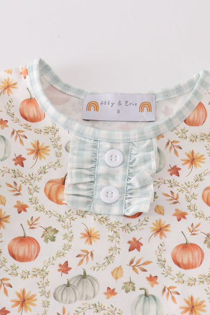 Green Pumpkin Ruffle Shorts Set