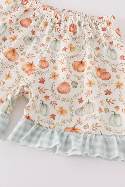 Green Pumpkin Ruffle Shorts Set