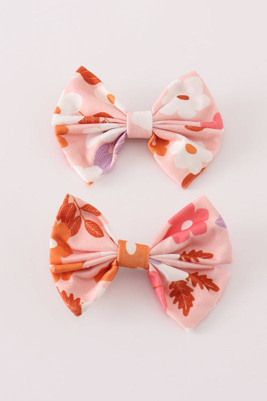 Pumpkin Floral 2-Piece Hairbows