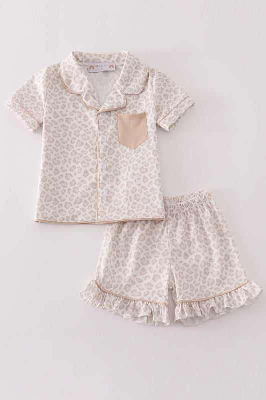 Beige Leopard Pajamas Set