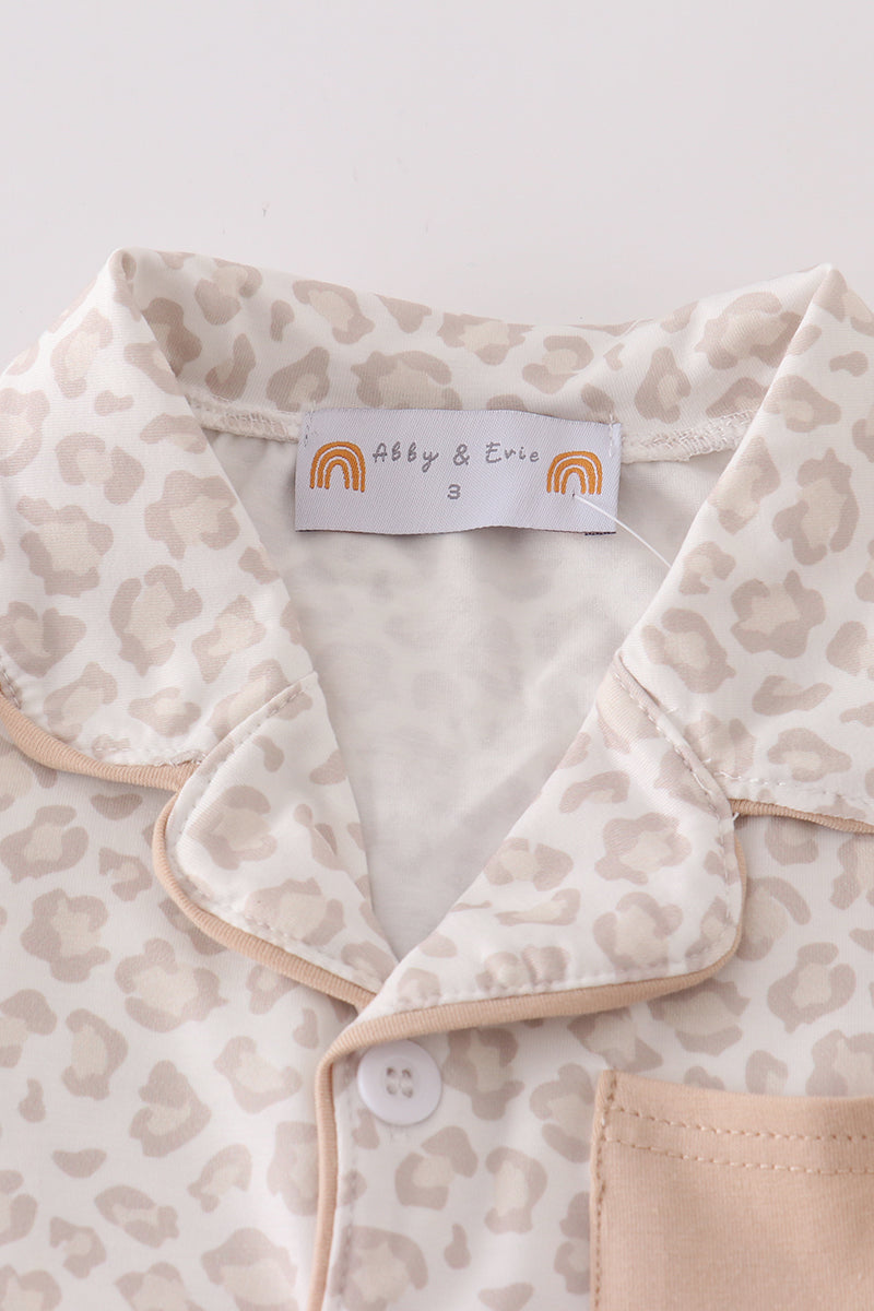 Beige Leopard Pajamas Set