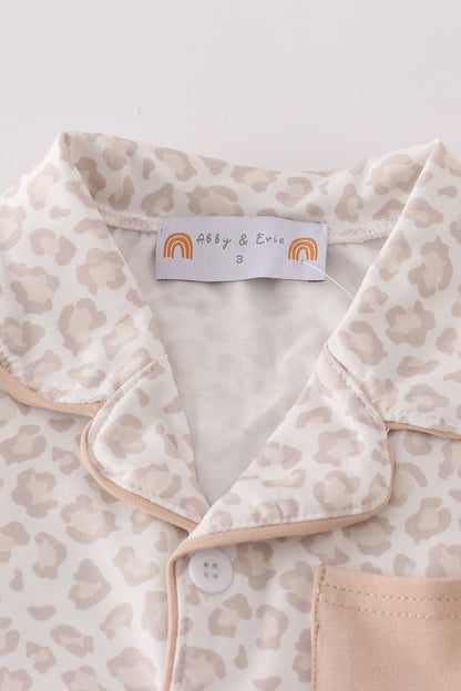 Beige Leopard Pajamas Set