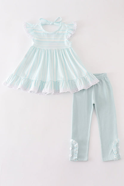 Blue Stripe Ruffle - Girl Set