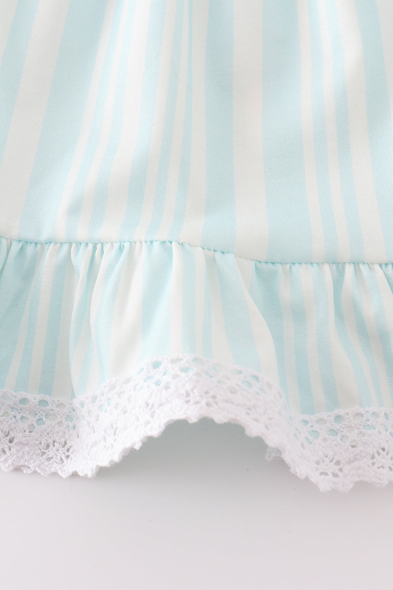 Blue Stripe Ruffle - Girl Set