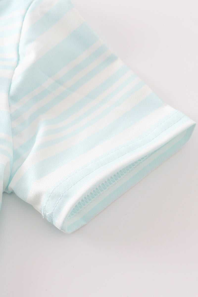 Blue Stripe Ruffle - Boy Pants Set