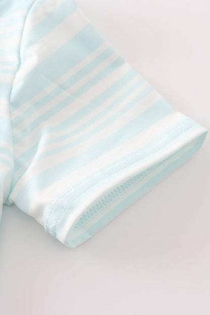 Blue Stripe Ruffle - Boy Pants Set