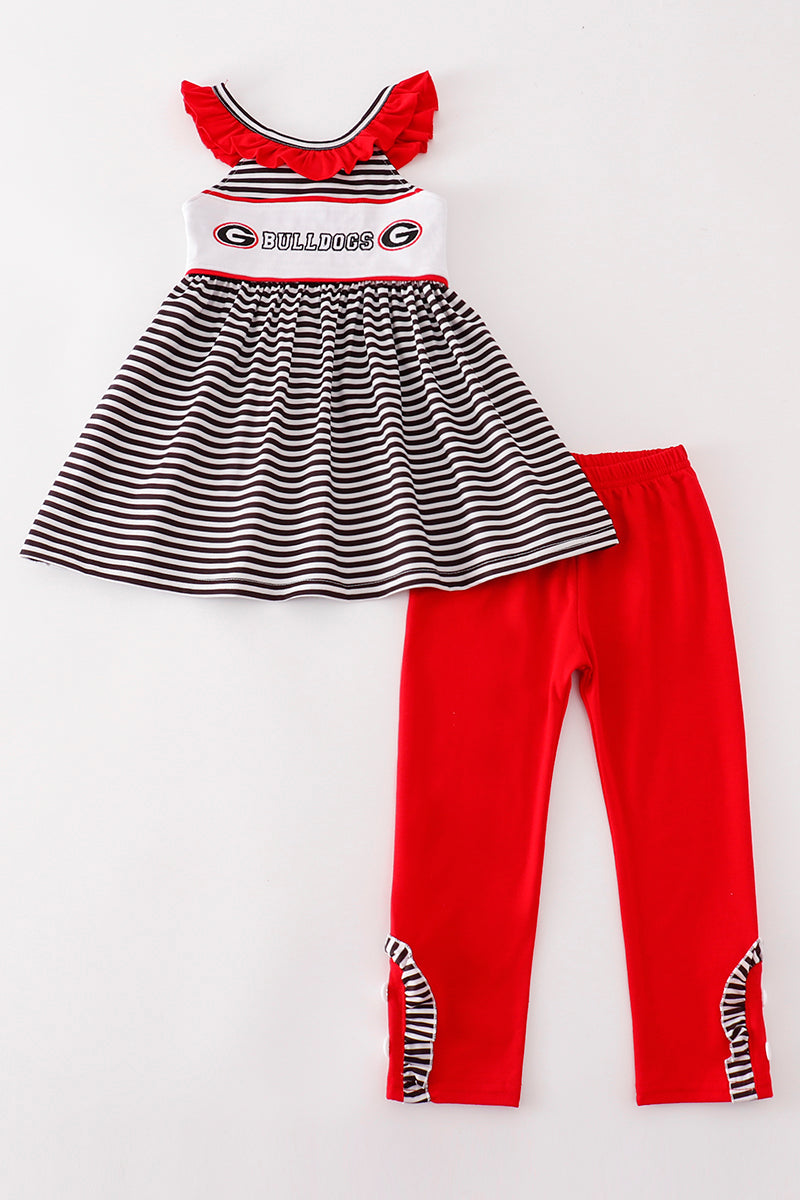 Black Georgia Bulldogs Embroidery Stripe - Girl Set