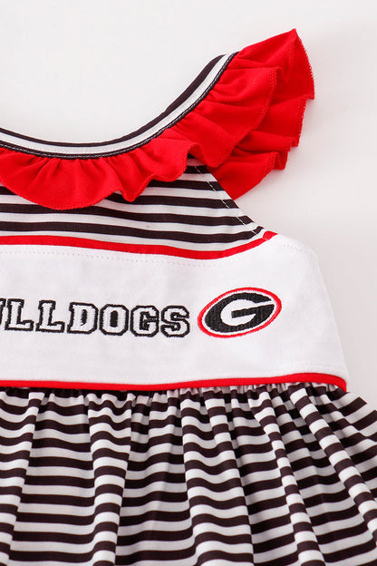 Black Georgia Bulldogs Embroidery Stripe - Girl Set