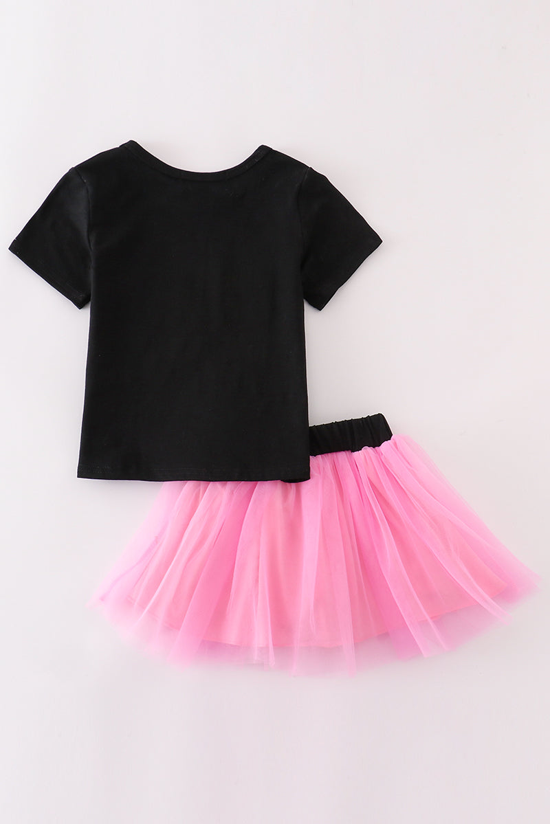 Black Halloween Boo Sequin Tutu Set