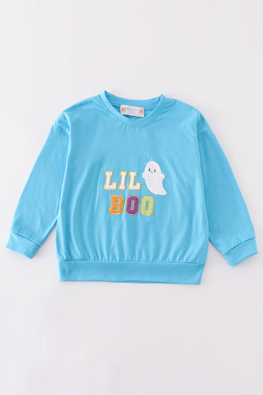 Blue Halloween LIL BOO Chenille Patch - Boy Top