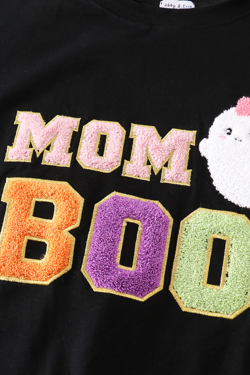 Black Halloween BOO Chenille Patch Top - Mommy & Me