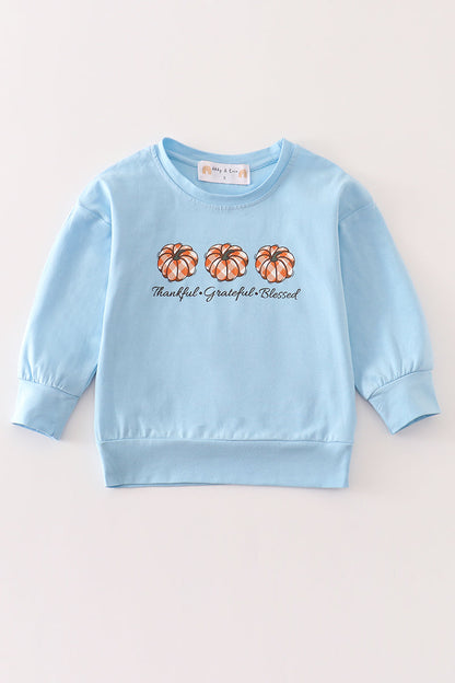 Blue Thanksgiving Pumpkin - Girl Top