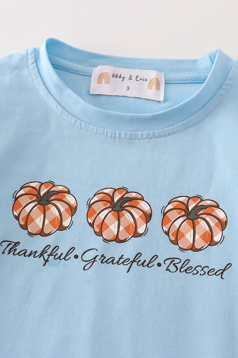 Blue Thanksgiving Pumpkin - Girl Top