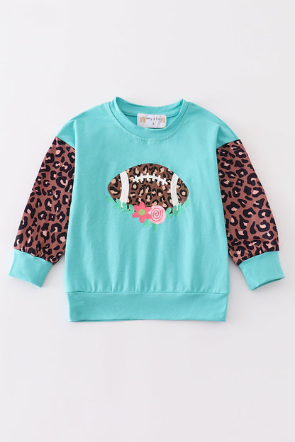 Blue Leopard Football - Girl Top