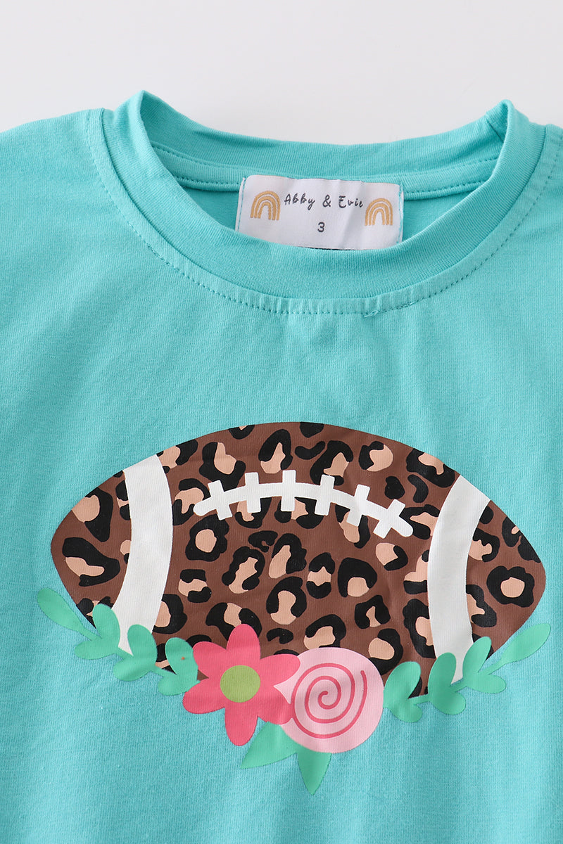 Blue Leopard Football - Girl Top