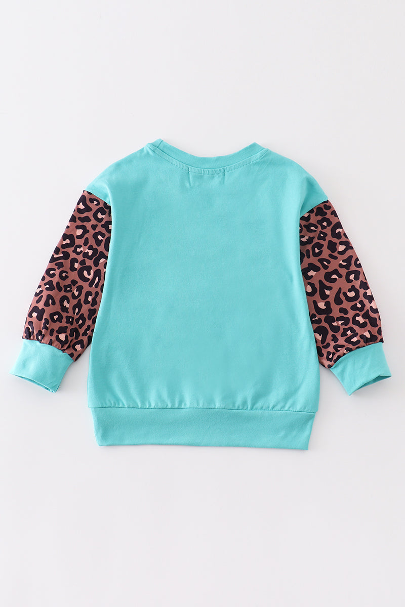 Blue Leopard Football - Girl Top