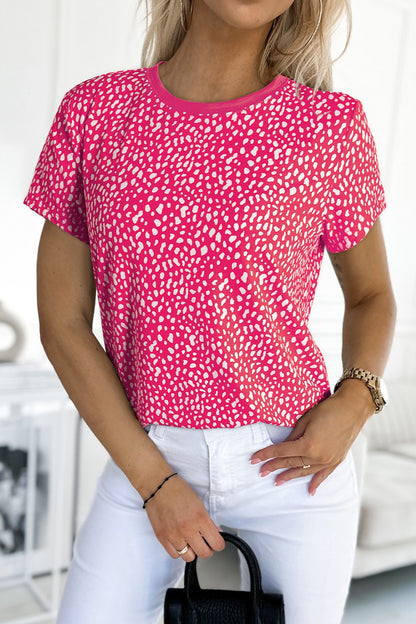 Animal Print Round Neck Short Sleeve T-Shirt