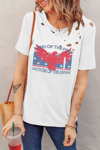 Cutout Graphic Round Neck Short Sleeve T-Shirt